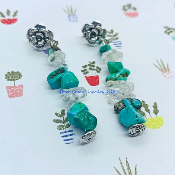 Hand Crafted - Flower Drop Beaded Dangles - Picture 4 of 6